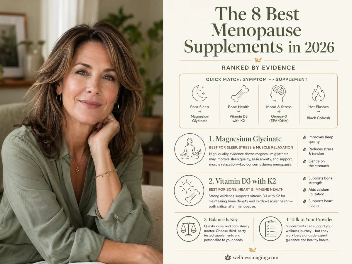 The 8 Best Menopause Supplements in 2026, Ranked by Evidence — infographic
