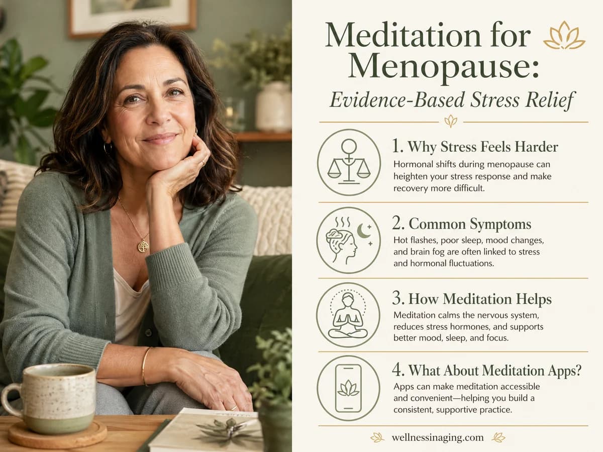 Meditation for Menopause: Evidence-Based Stress Relief — infographic