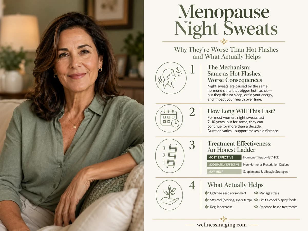 Menopause Night Sweats: Why They're Worse Than Hot Flashes and What Actually Helps — infographic